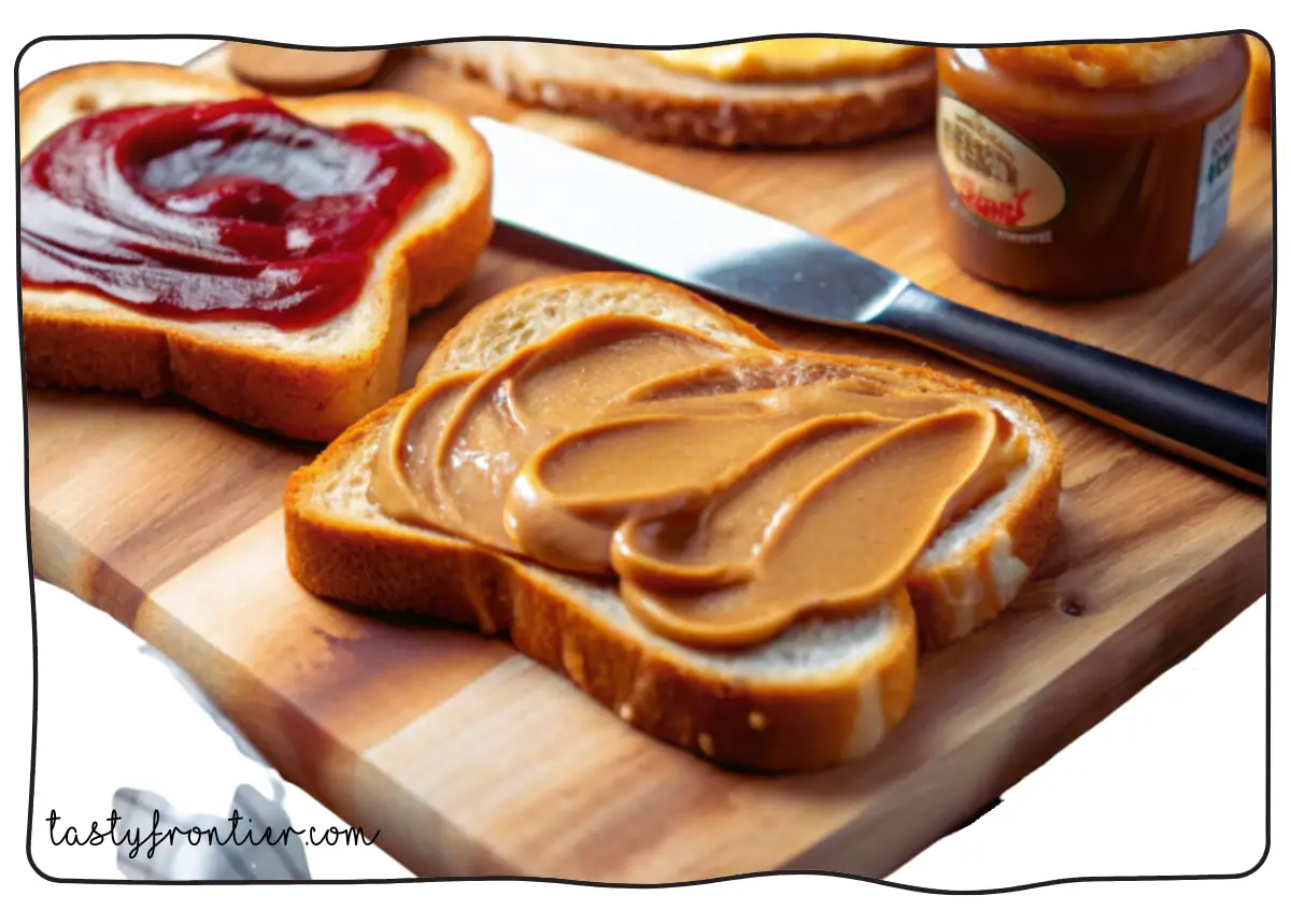 Ingredients for whole-grain peanut butter and jelly sandwich