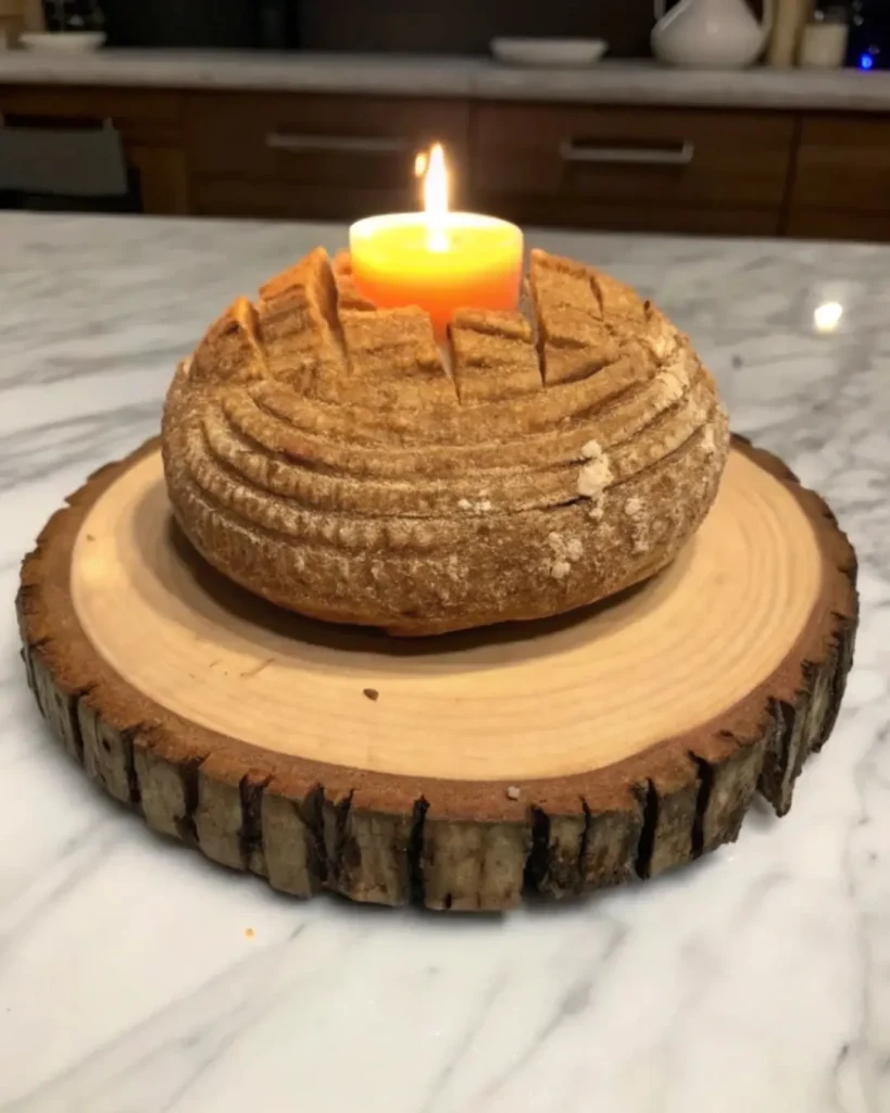 Viral butter candle with roasted garlic, served with crusty bread and a food-safe wick