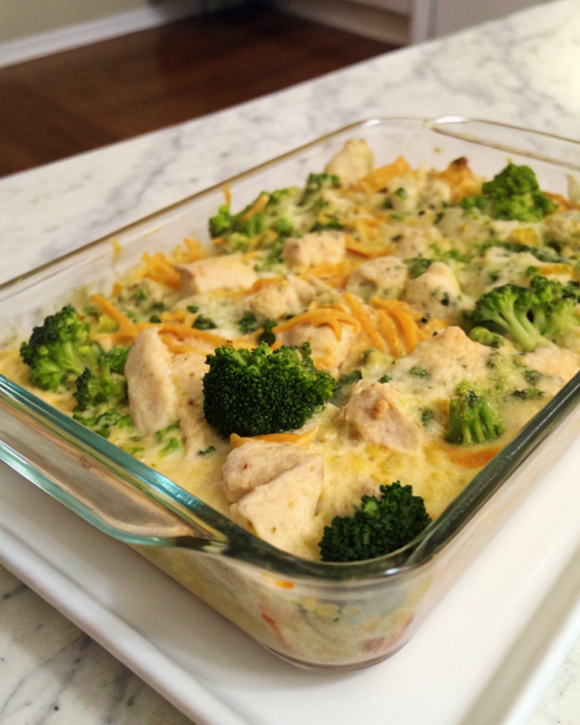 Delicious chicken and vegetable casserole loaded with veggies