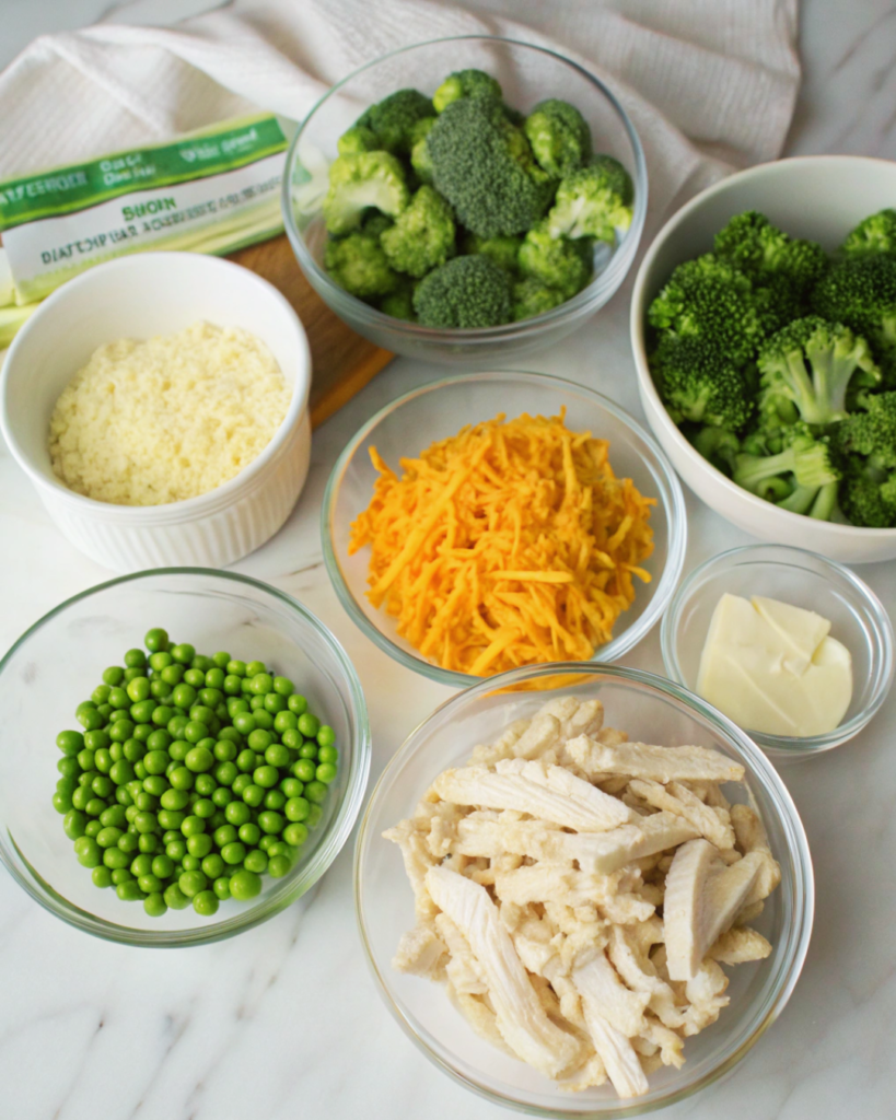 Ingredients for chicken and vegetable casserole