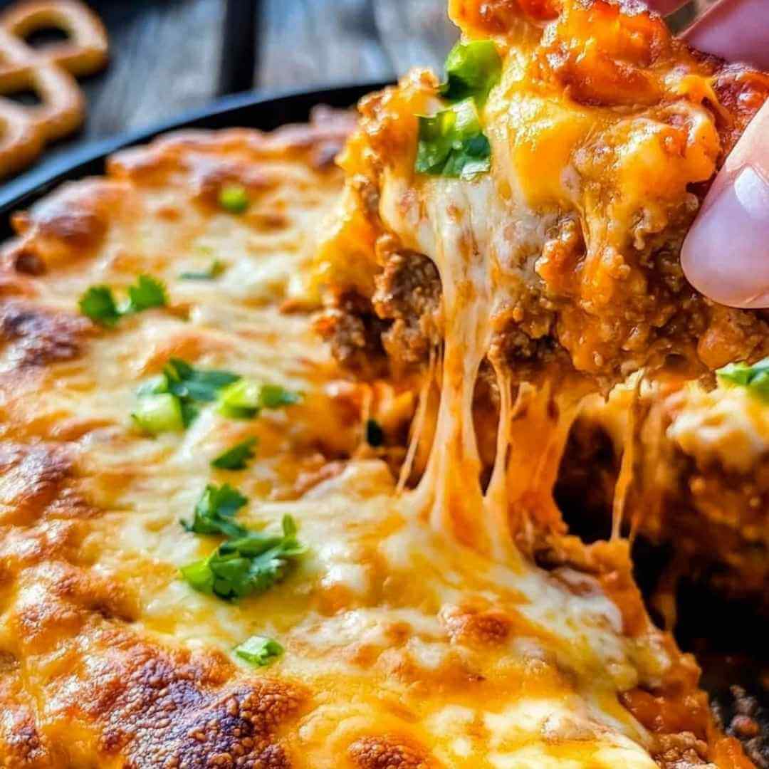 Cheesy Taco Dip with Pretzel Dippers – A Crowd-Pleasing Party Favorite